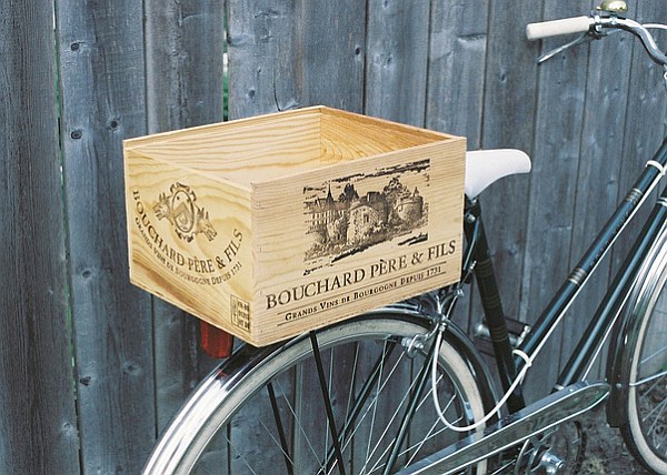 Wooden wine crates bike basket ideas eco friendly