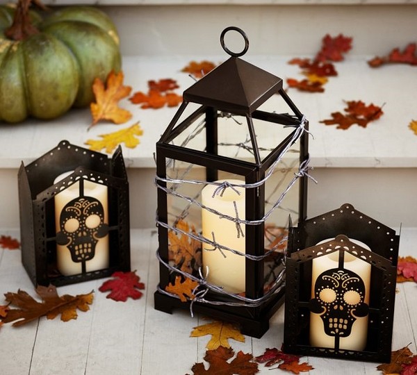autumn decoration decorative skull candle