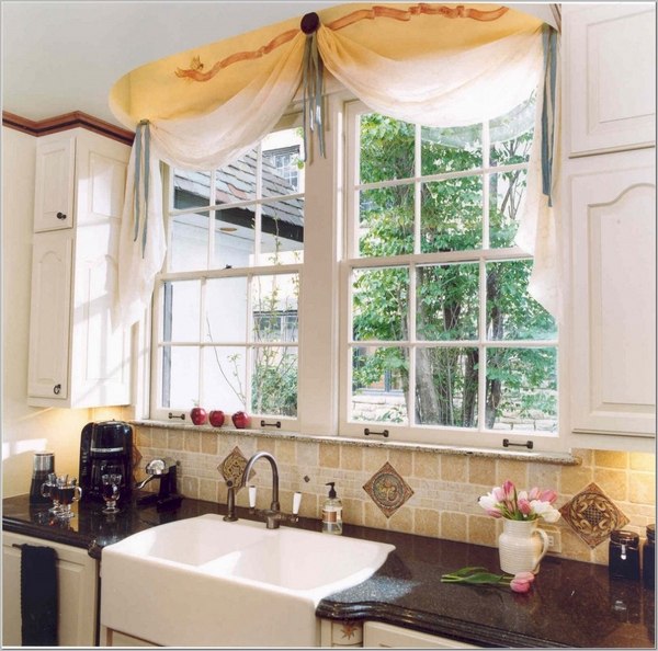 balloon valance curtain for kitchen white yellow colors