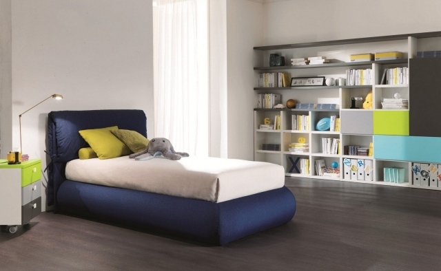 bedroom furniture accent color blue floor lamp bedside