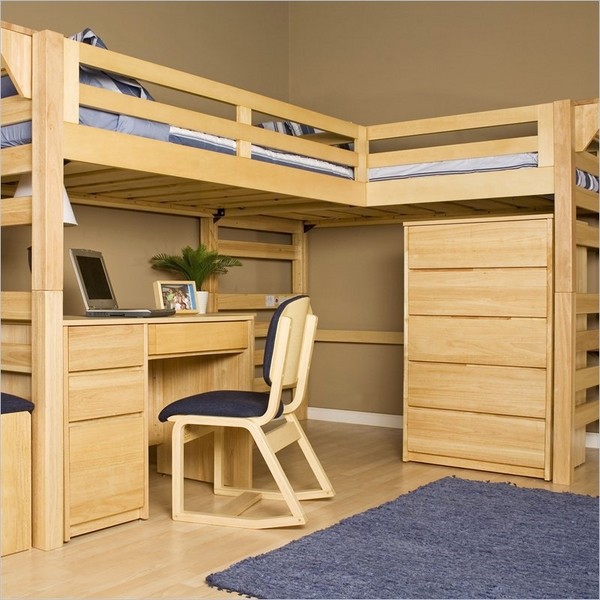 bunk bed building designs storage space desk
