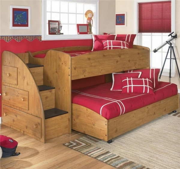 plans for kids pull out bed stairs storage space