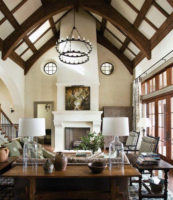 cathedral-ceiling-exposed-beams-dark-color
