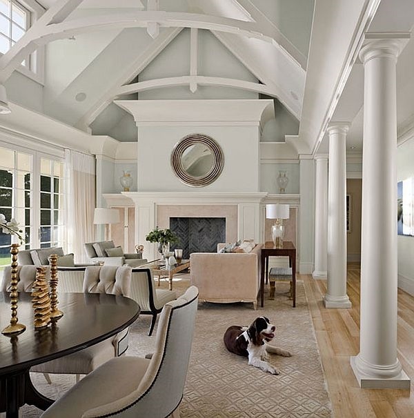 cathedral ceiling lihting design natural light exposed beams