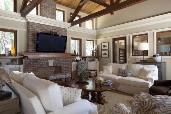 contemporary living room with vaulted ceiling dark wood beams