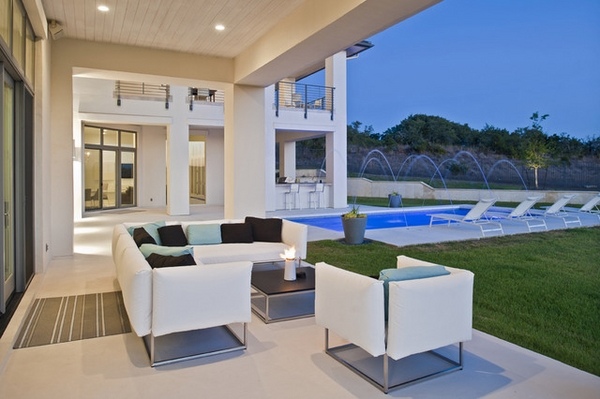 contemporary patio design straight lines modern outdoor furniture