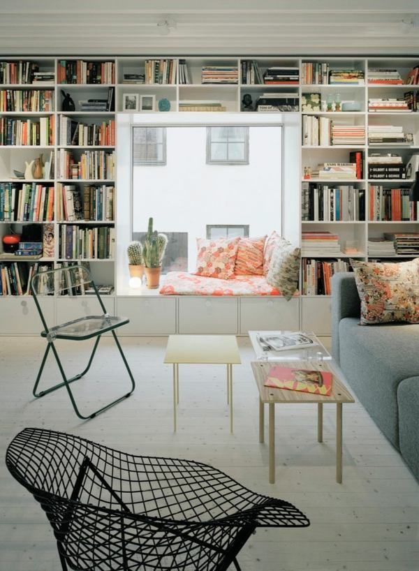 cozy reading corner window white bookcase