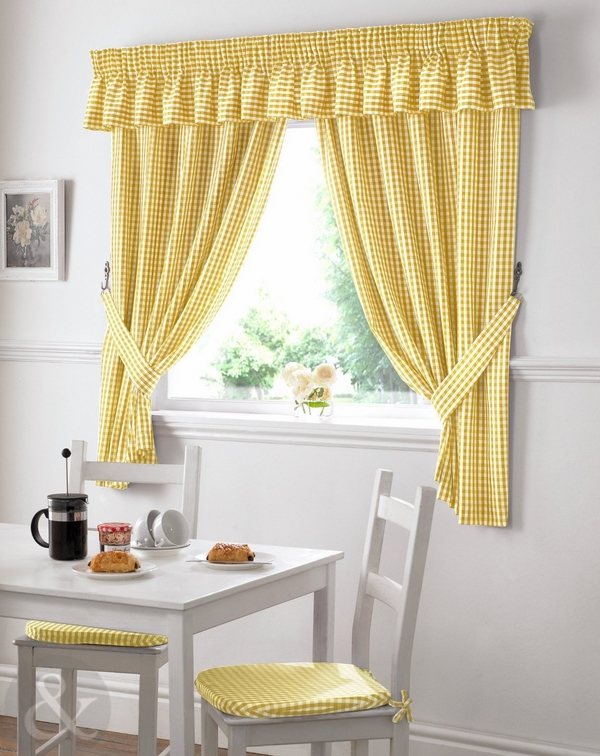 curtain for windows ideas yellow white pattern kitchen window 