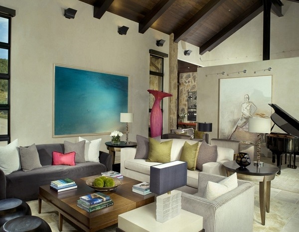 dark vaulted ceiling design modern living room interior light colors