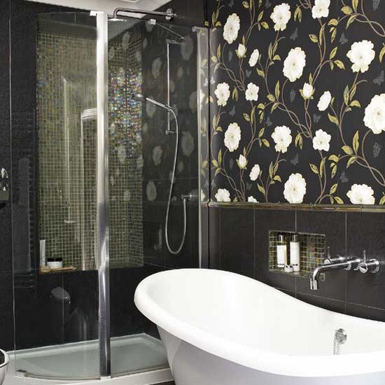 elegant tiles bathroom design ideas floral decorations
