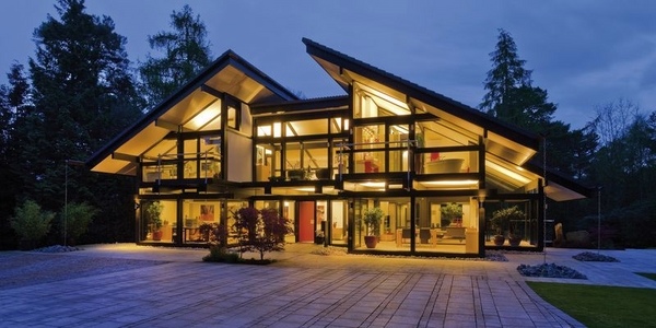 modern modular house design glass walls