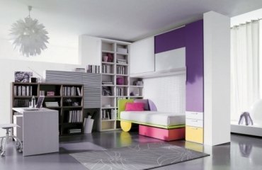 furniture-ideas-girls-room-cabinets-colorful-fronts-and-white-desk