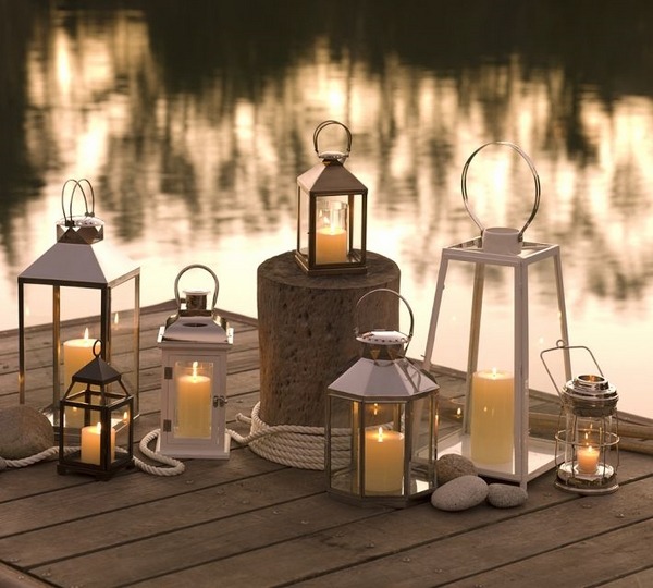 garden lighting ideas metal lanterns candles