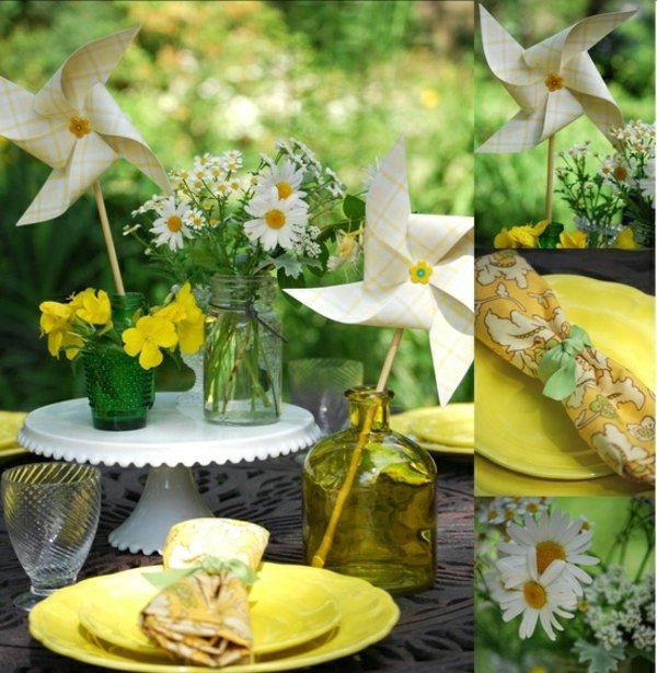 green yellow decorating garden table daisy cool idea