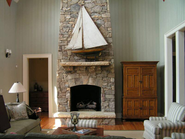 holiday house stone fireplace boat mantel decoration