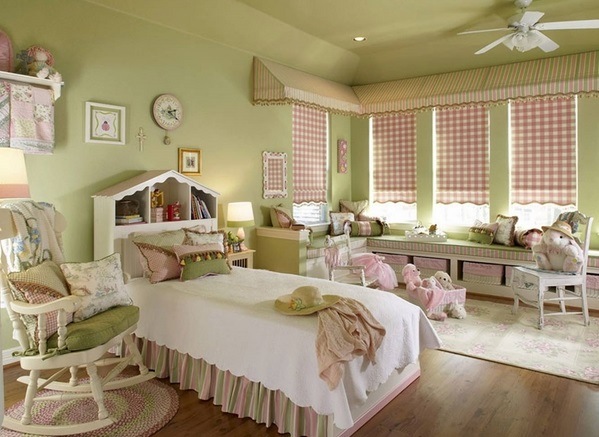kids bedroom decoration ideas pink green window valance