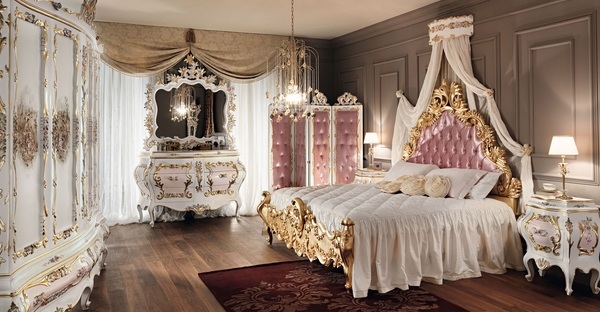 luxury bedroom furniture canopy bed side tables