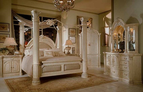 luxury bedroom furniture four poster bed massive pillars