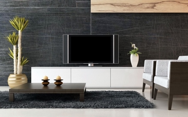 luxury living room tv wall white units modern carpet