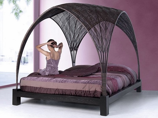 modern canopy bed design purple bedroom