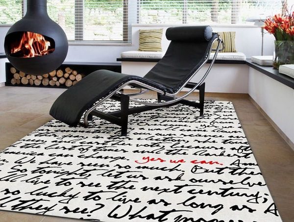 modern interior design contemporary area rugs freestanding fireplace