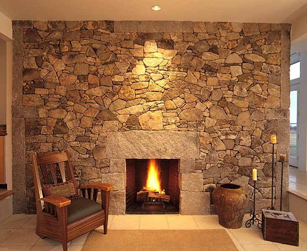 natural wall and cozy armchair