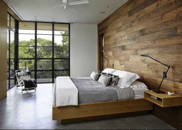 natural wood in modern bedroom interior design