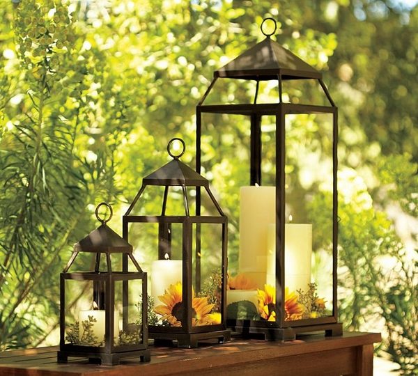 outdoor lighting ideas metal candle lanterns sunflower 