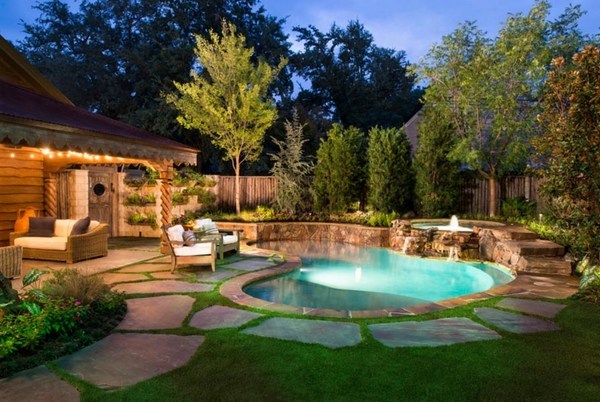 outdoor swimming pools garden retaining wall garden lighting
