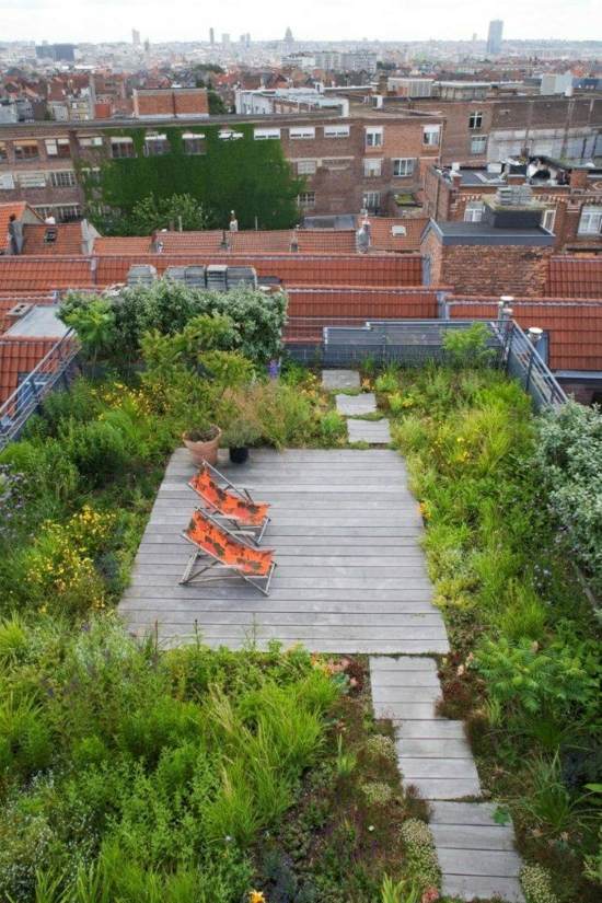 planted roof balcony modern garden design 