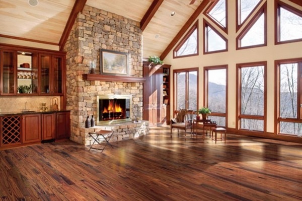 pros of hardwood vs laminate floors spacious living room rustic