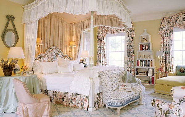 romantic bedroom interior design four poster bed