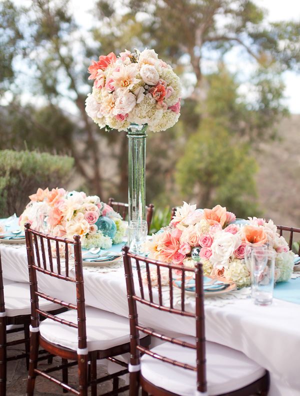romantic wedding ceremony table flowers