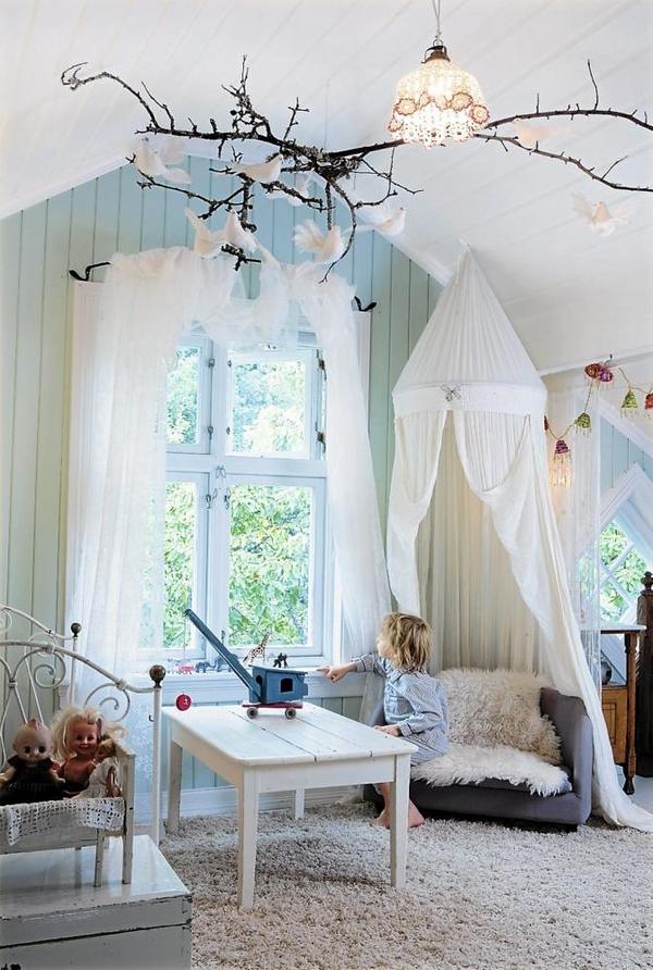 romantic white scarf nursery room decoration ideas