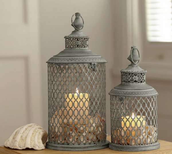shabby chic decoration candle lanterns metal shells