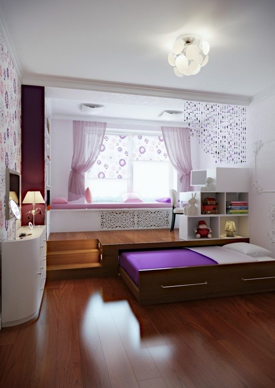 teen room pull out bed space saving idea