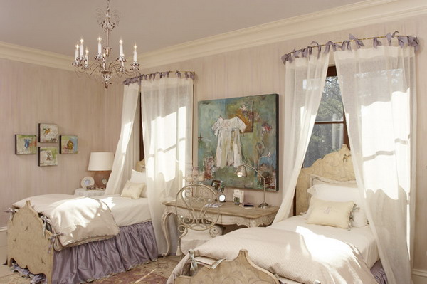 twin girls bedroom with classic style