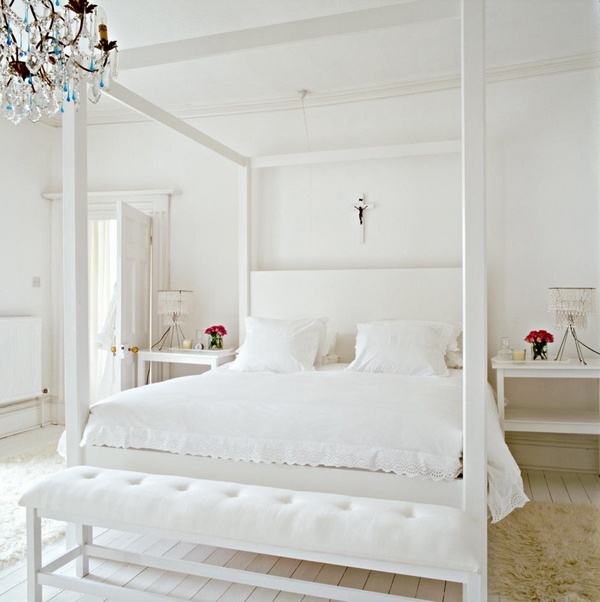 white bedroom furniture elegant delicate poster bed