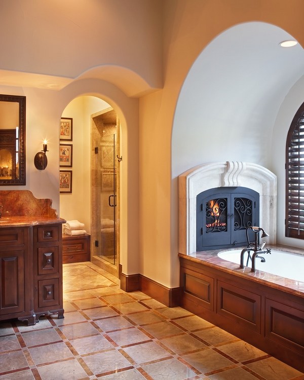 Bathroom-fireplace-screen-with-glass-doors