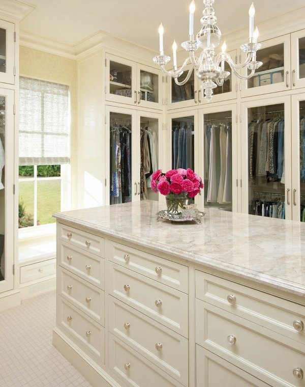 Beautiful crystal chandelier luxury walk in closet