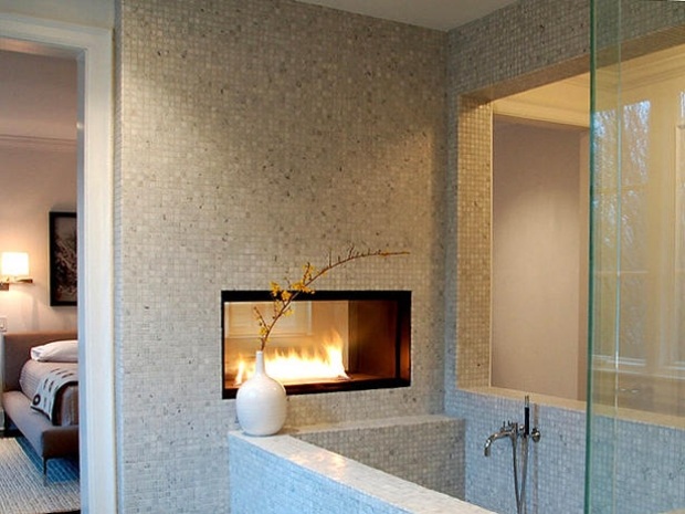 Contemporary-fireplace-surround-ideas-bathroom mosaic tile design