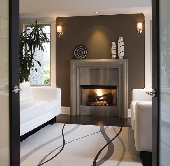 Contemporary-fireplace-surround-ideas-cast concrete mantel stainless steel contemporary interior