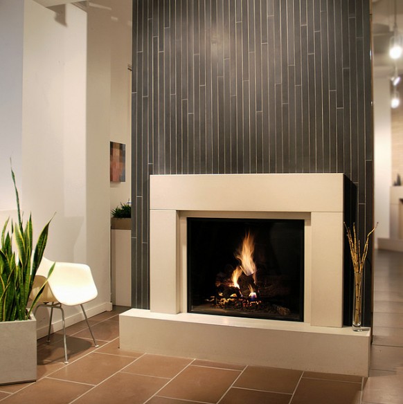 Contemporary-fireplace-surround-ideas-concrete tiles contrast colors