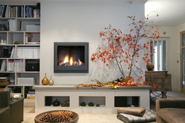 Contemporary-fireplace-surround-seating space tree contemporary living room