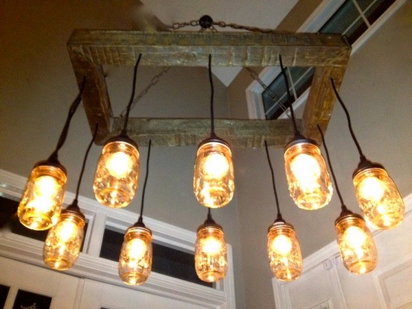 Country-style-DIY-maison-jars-chandelier-home lighting ideas