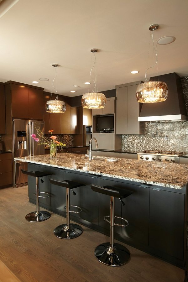 Crystal pendants contemporary kitchen design ideas lighting ideas