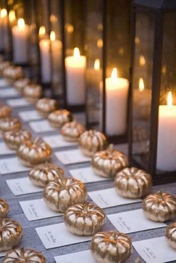 DIY fall party golden pumpkins guest gift