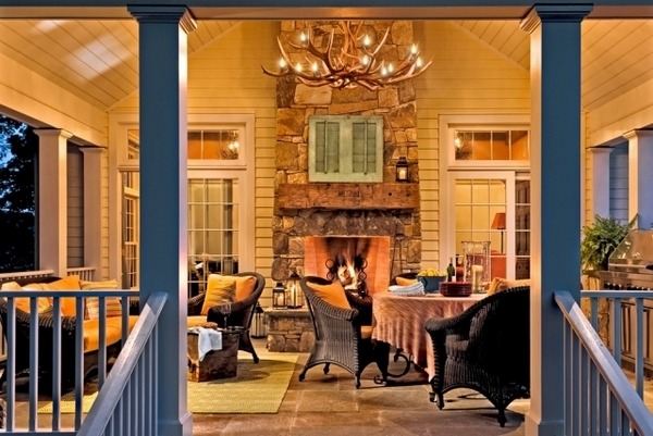 Decorative-antler-lighting-fixture rustic-porch design