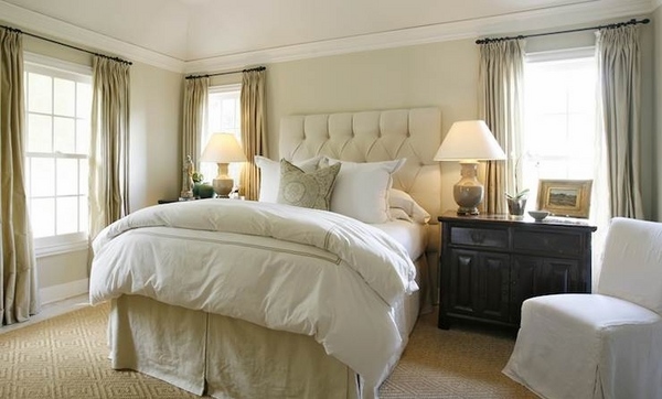 Elegant bedroom velvet tufted headboard DIY idea