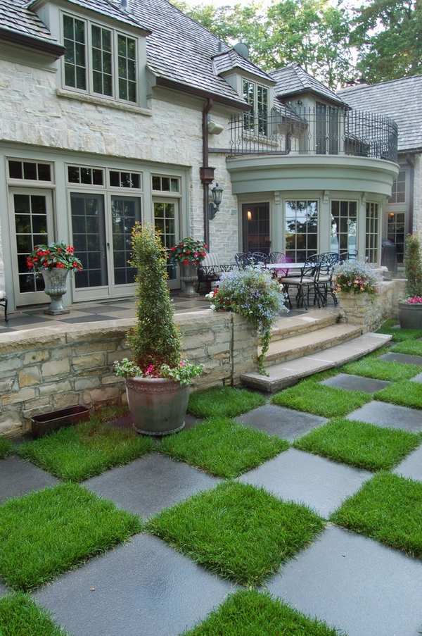 House-Exterior-french-doors-patio deck wrought iron furniture